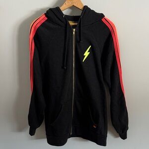Aviator Nation Black Hoodie with Neon Accents